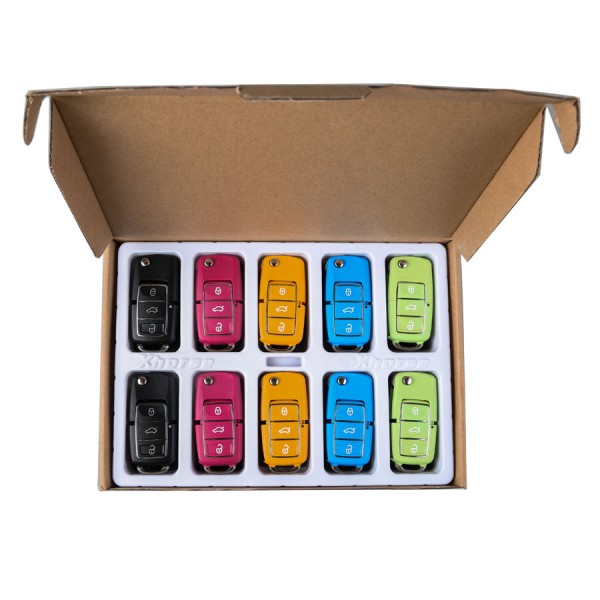 10pcs XHORSE VVDI2 Volkswagen B5 Type Color Special Remote Key 3 Buttons (in Black, Red, Yellow, Blue and Green)