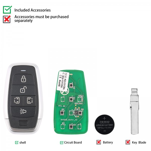 [In Stock] AUTEL IKEYAT005CL 5 Buttons Independent Universal Smart Key 5pcs/lot